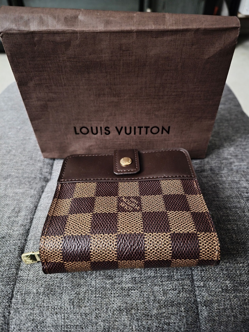 Louis Vuitton 2007 Damier Ebene Compact Zip Bifold Wallet